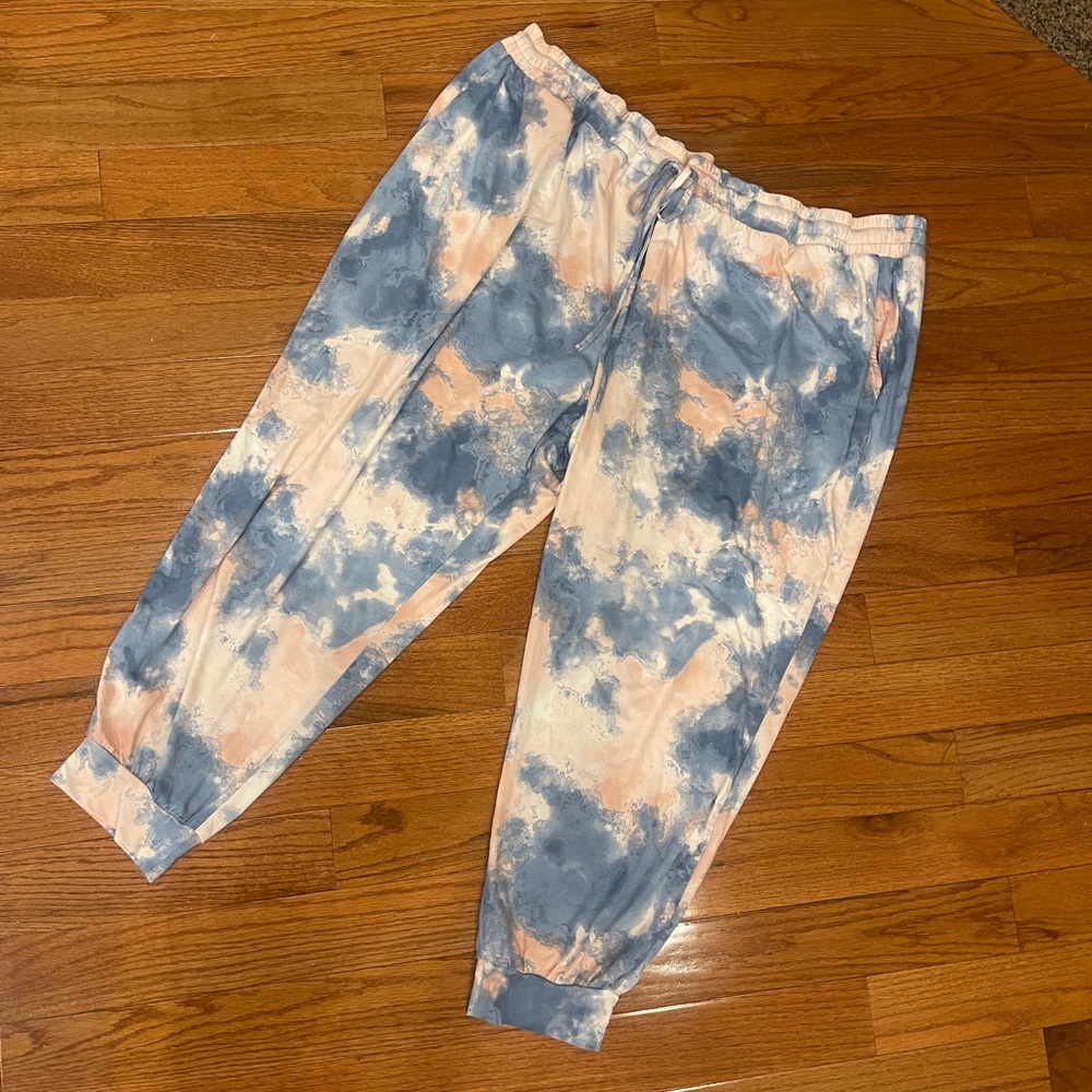 Any Body Anybody Blue Peach Camo Jogger Stretch Comfy Lounge Pants Size 4X NEW
